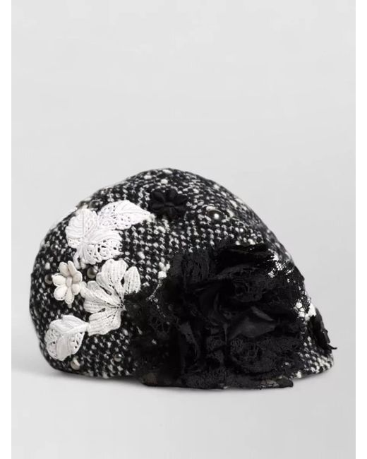 Dolce & Gabbana Gray Floral Appliqué Cloche Hat