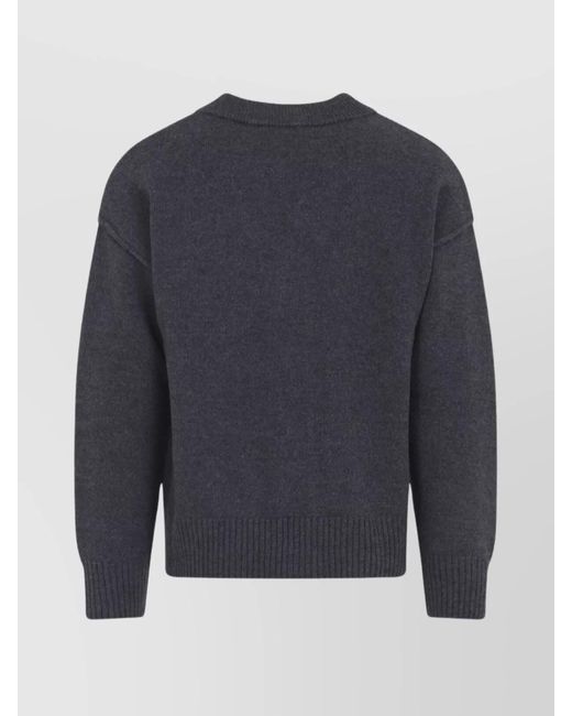 AMI Blue Wool V-Neck Cardigan for men