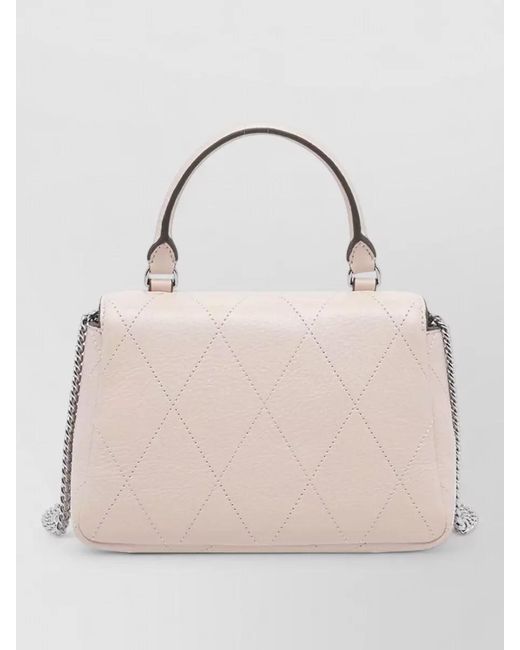 Tory Burch Natural Charlie Quilted Chain Wallet Top Handle