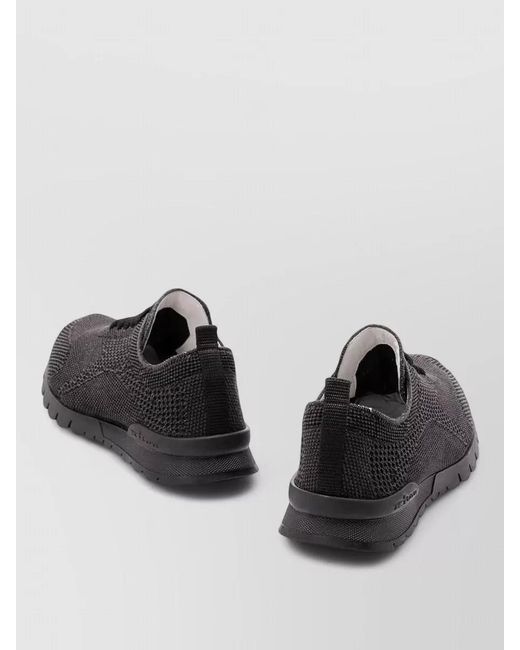 Kiton Black Low Top Sneakers Pull Tab Heel for men