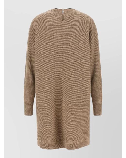 Brunello Cucinelli Natural Monile Collar Knit Mini Dress