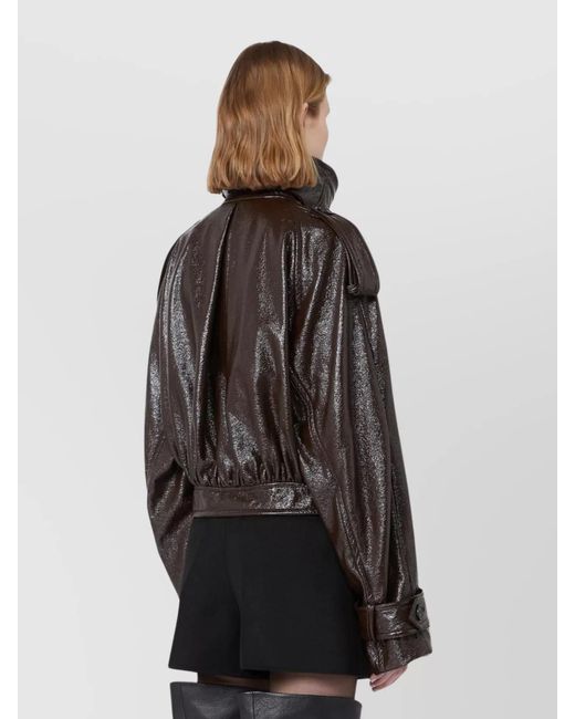 Sportmax Black Patent Coated Cropped Jacket
