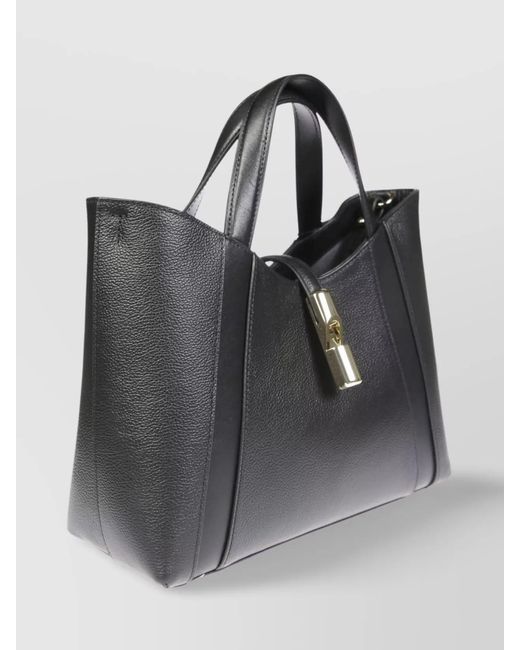 Furla Gray Leather Tote Bag