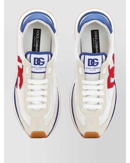 Dolce & Gabbana Blue Leather Low-Top Sneakers for men