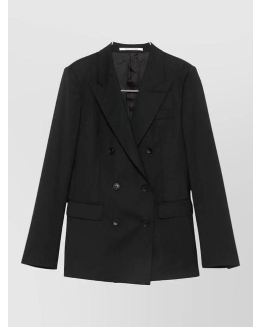 Tagliatore Black Double Breasted Suit Tailored Silhouette Peak Lapels
