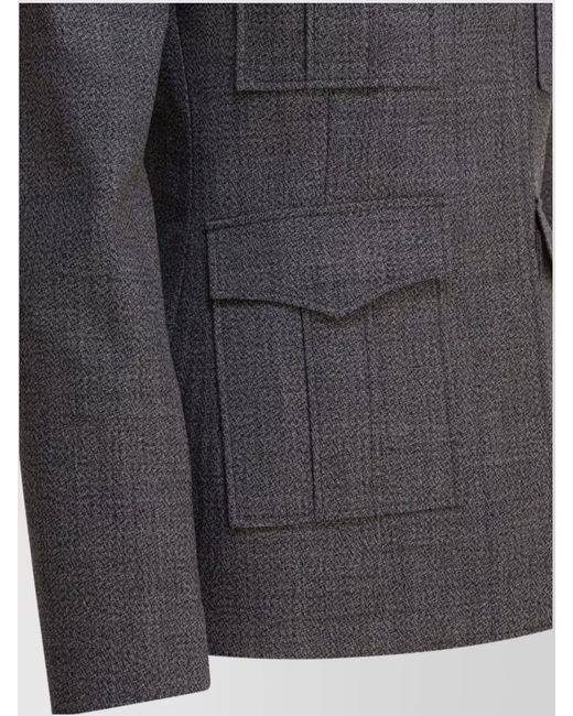 McQueen Black Wool Fitted Military Jacket