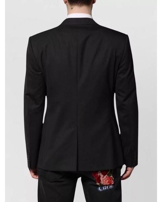 Dolce & Gabbana Black Virgin Wool Slim-Fit Single-Breasted Blazer for men