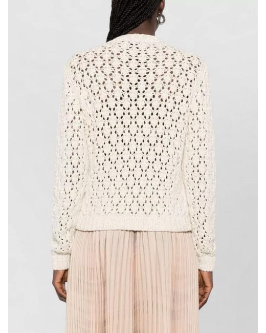 Fabiana Filippi Natural Open-Knit Crewneck Jumper