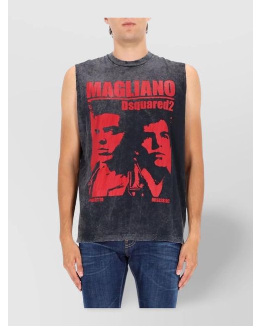 DSquared² Blue Cotton Tank Top for men