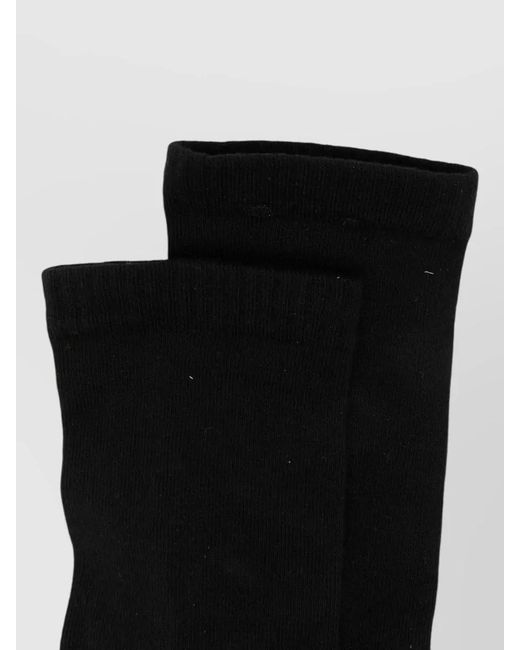 Rick Owens Black Sparkle Socks Ribbed Texture Contrast Stripes