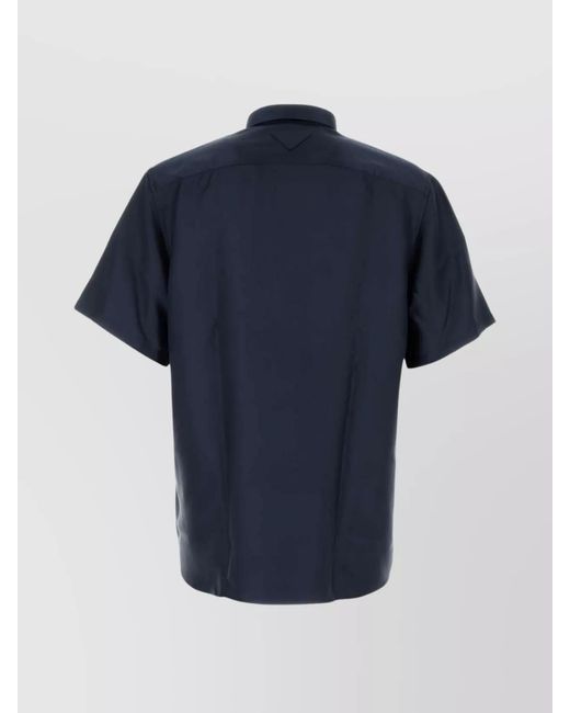 Prada Blue Silk Satin Shirt for men