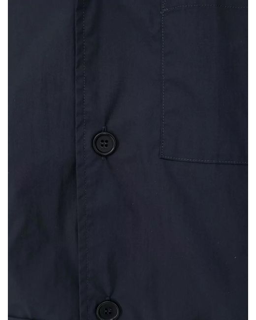 Aspesi Blue Cotton Blend Shirt Notch Collar Pockets for men
