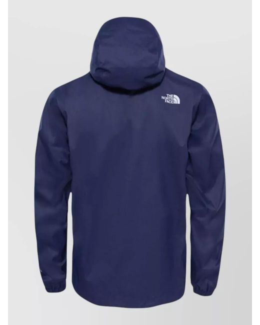 The North Face Blue Hooded Silk Nylon Coat Elastic Cuffs for men