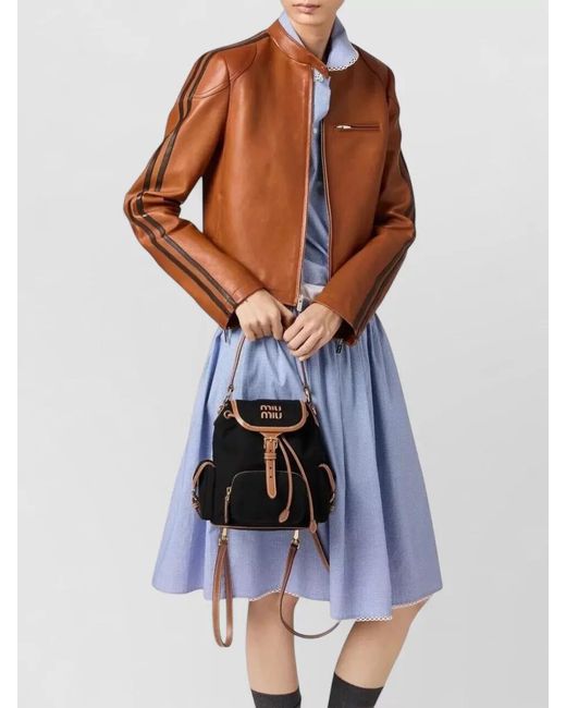 Miu Miu Black Canvas Leather Mini Backpack Top Handle
