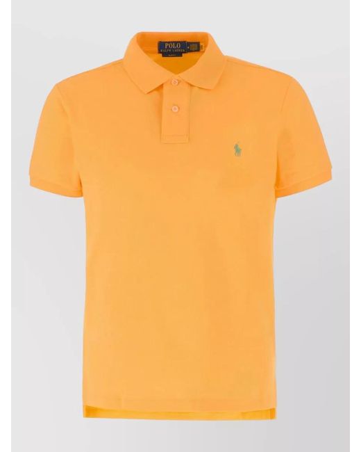 Polo Ralph Lauren Orange Piquet Polo Shirt Collar Short Sleeves for men