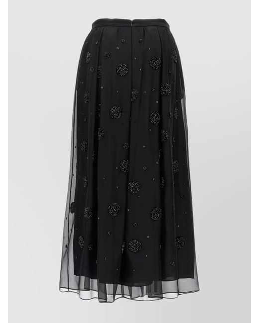 Max Mara Black Silk High-Rise Midi Skirt