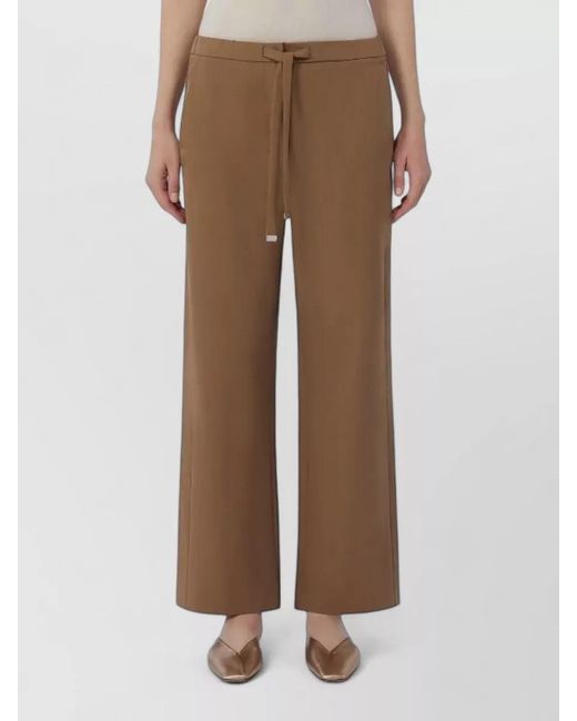 Max Mara Brown Virgin Wool Belted Wide Leg Pants
