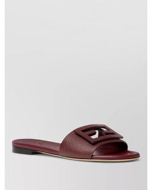 Fendi Brown Baguette Wide Band Open Toe Slides