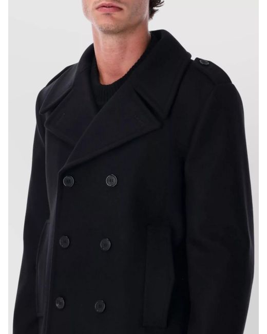 Saint Laurent Blue Wool Double-Breasted Coat for men