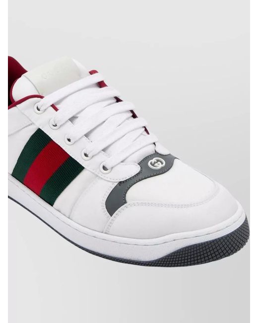 Gucci White Nylon Lace-Up Sneakers for men