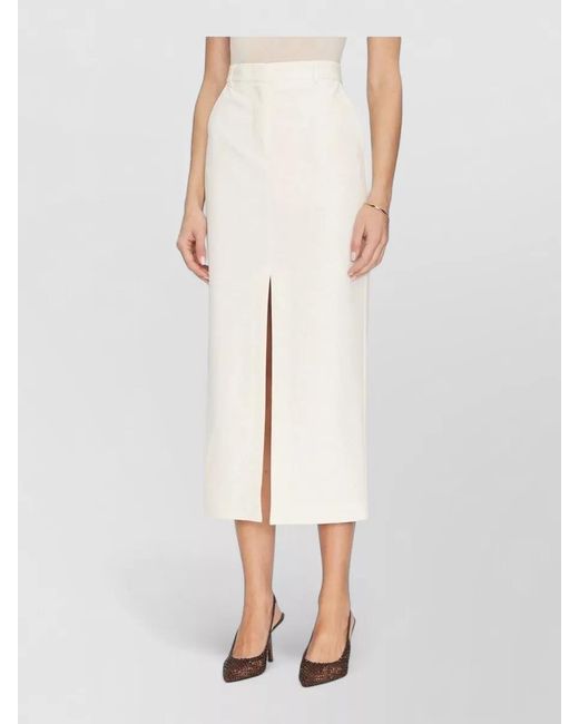 SIMONA CORSELLINI White High Waist Skirt Front Slit Design