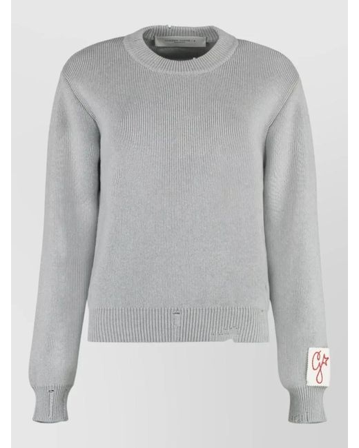 Golden Goose Deluxe Brand Gray Cotton Distressed Crew-Neck Sweatshirt