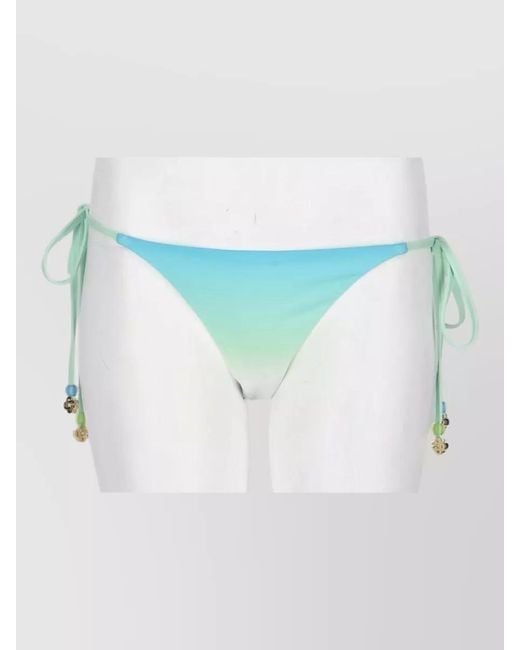 Casablanca Blue Gradient Beachwear Side Tie Bikini Beaded