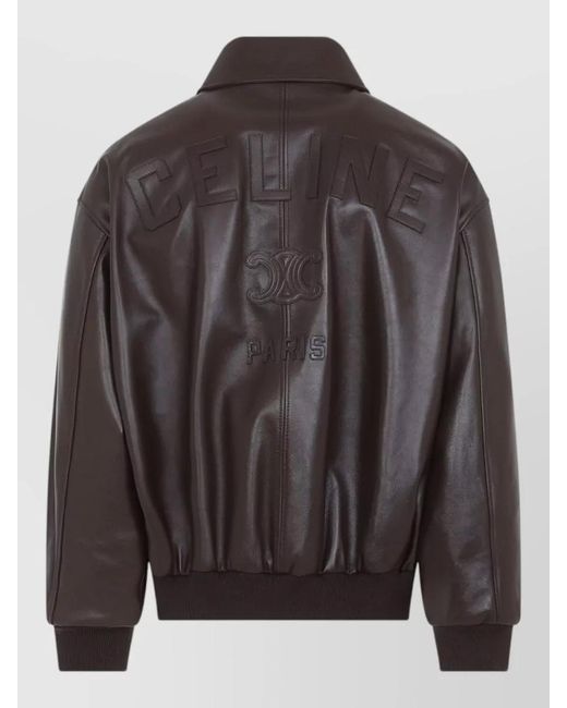 Céline Black Collar Jacket Ribbed Cuffs Side Pockets for men