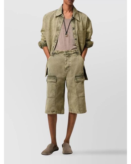AMI Green Cotton Cargo Shorts for men