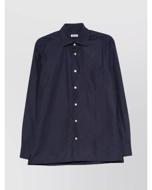 Kiton Blue Button-Down Shirt Pocket for men