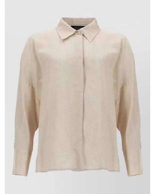 Fabiana Filippi Natural Long Sleeve Shirt Collared Neck Buttons