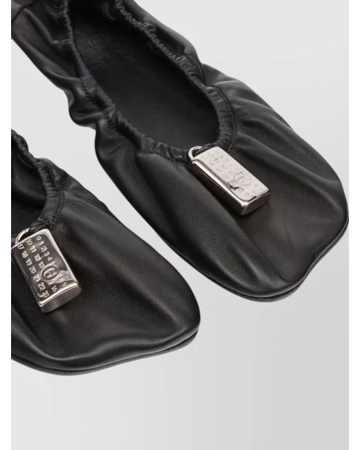 MM6 by Maison Margiela Gray Ballet Flat Shoe Calfskin Lambskin Metal