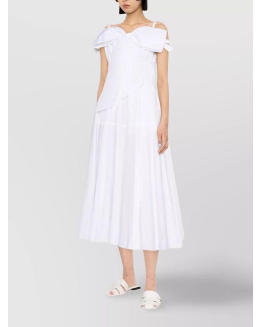 Patou White Off-Shoulder Sleeveless Midi Dress