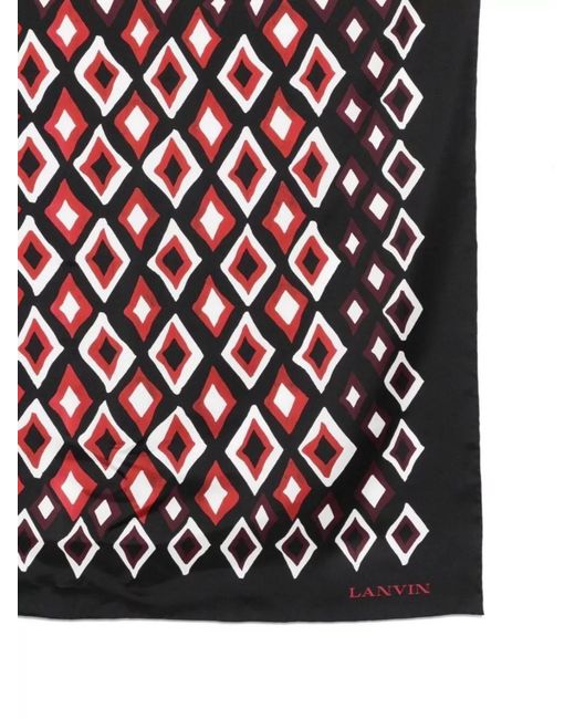 Lanvin Black Silk Geometric-Print Square Scarf