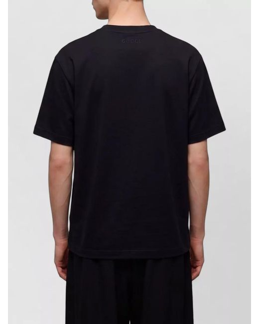 Gucci Black Cotton Ribbed Crew Neck Short Sleeve T-Shirt for men