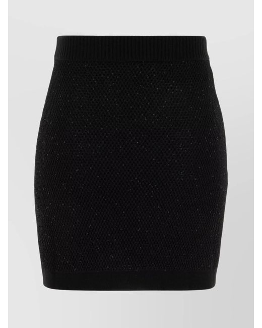 Elisabetta Franchi Black Cashmere Ribbed Mini Skirt