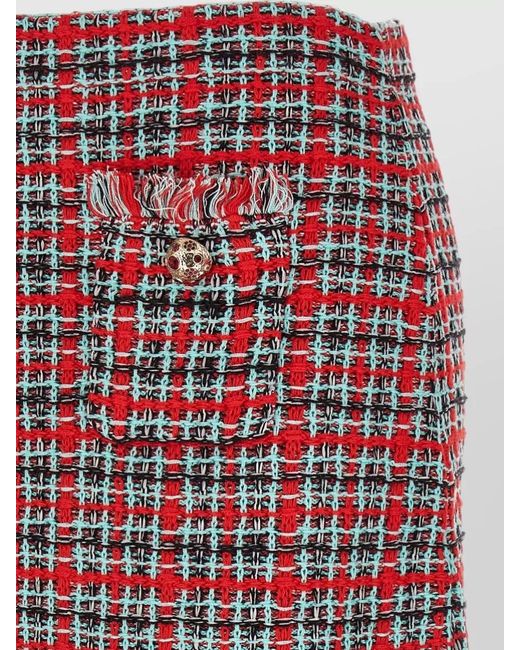 Self-Portrait Red Tweed A-Line Skirt