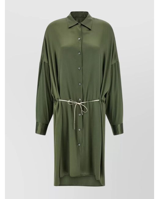 Dries Van Noten Green Silk Knee-Length Dress