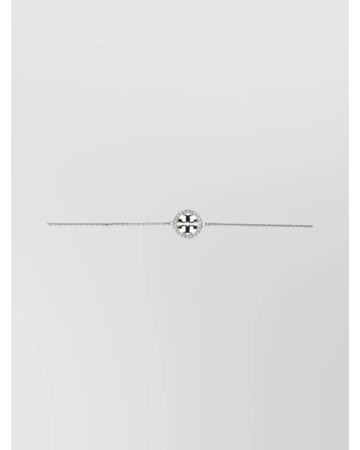 Tory Burch White Crystal-Embellished Chain Bracelet