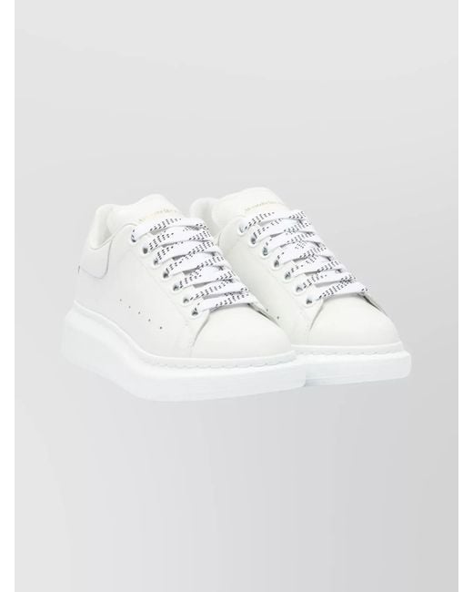 McQueen White Leather Low-Top Sneakers