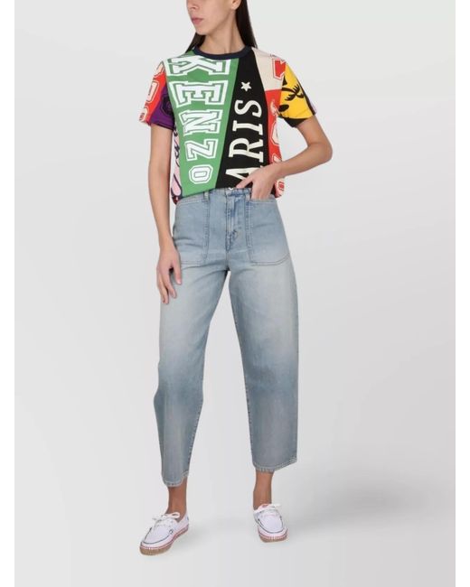 KENZO Green Logo Print Cotton T-Shirt