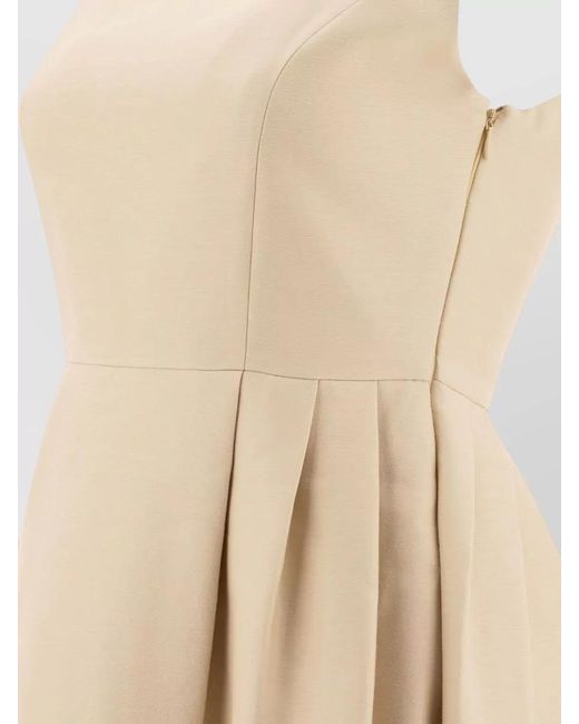 Sandbeige Natural Dress Pleated Skirt Sleeveless Square Neckline
