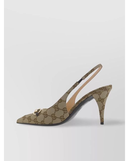 Gucci Metallic Gg Supreme Jacquard Logo Pattern Pumps