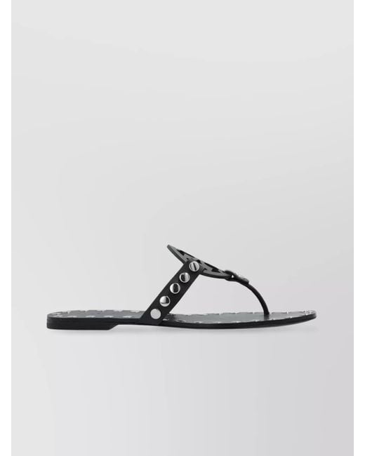 Tory Burch Metallic Studded Leather Flat Sandals