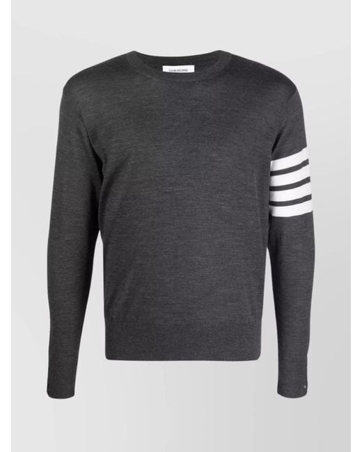 Thom Browne Gray Virgin Wool Ribbed Crewneck Jumper for men