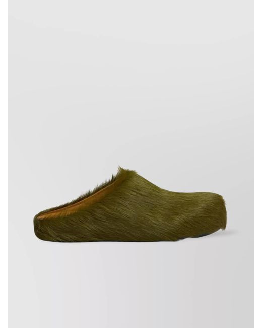 Marni Green Calf Hair Slippers