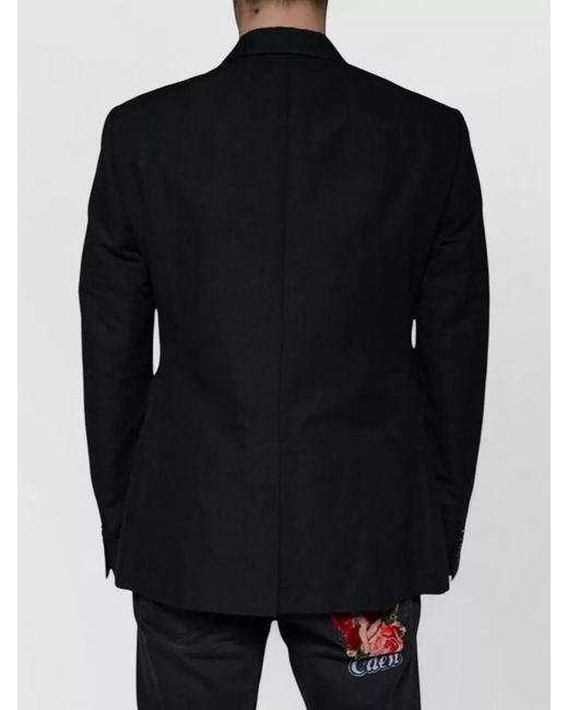 Dolce & Gabbana Black Linen Cotton Double-Breasted Blazer for men