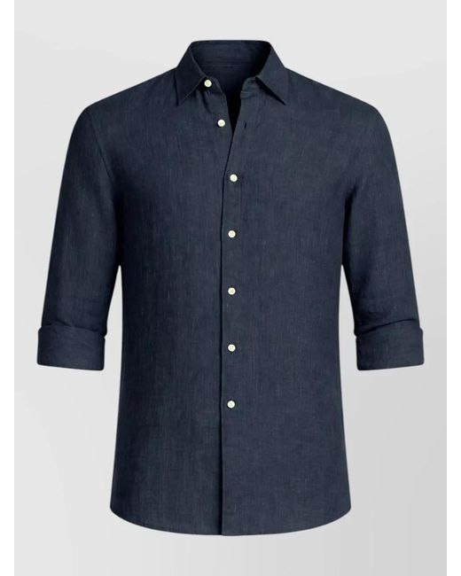 Michael Kors Blue Linen Classic-Fit Shirt for men