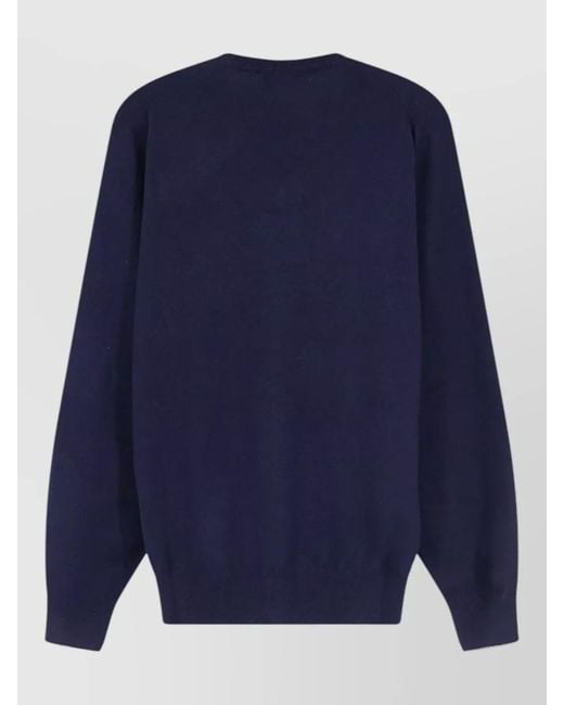 Brunello Cucinelli Blue Cashmere Sweater V Neckline Long Sleeves for men