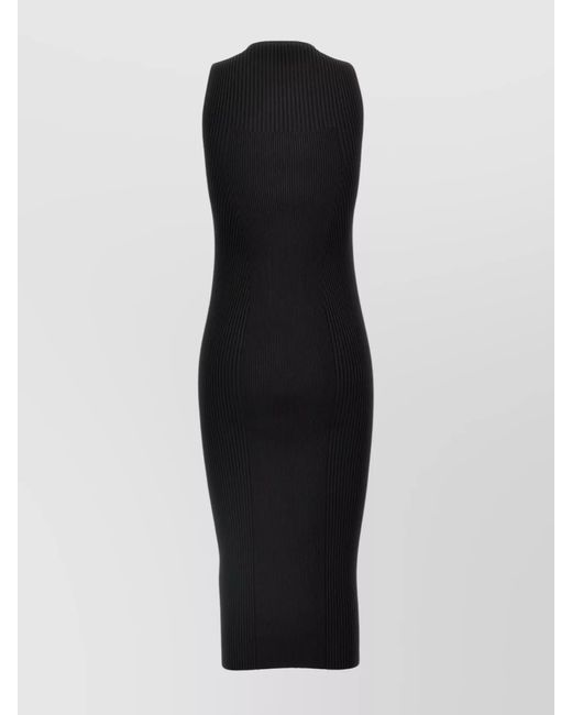 McQueen Black Ribbed Midi Dress
